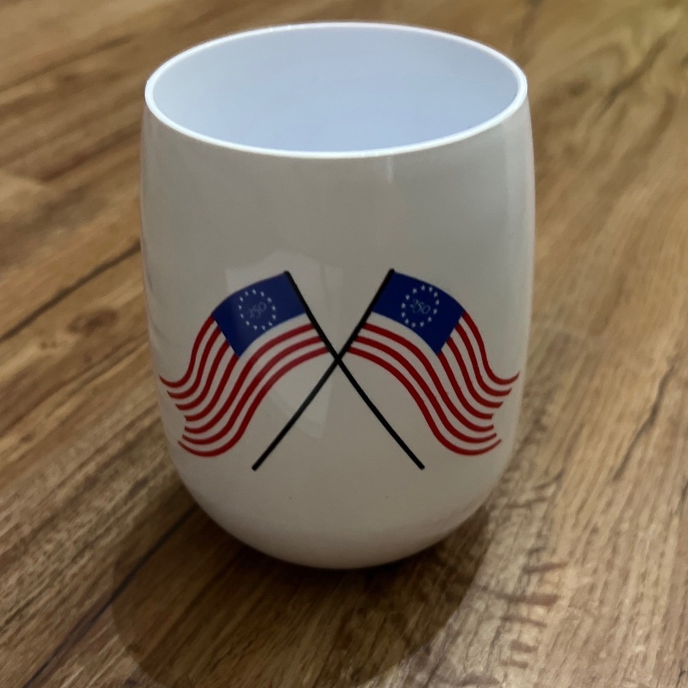America 250 Patriotic White Stemless Tumbler American Flag 250th Anniversary Cup